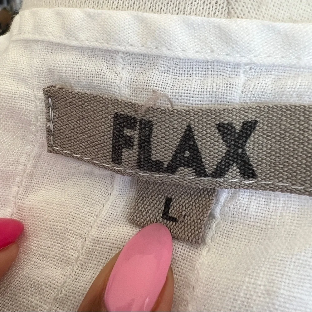 FLAX Linen short sleeve button down, baby doll style 100% linen dress_4